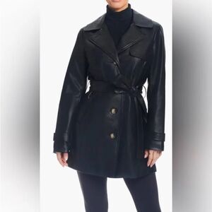 Sanctuary Small Faux Leather Trench Coat Black